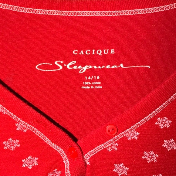 Cacique Lane Bryant Christmas Red & White Snowflake Pajama Set- Size 14/16 - Picture 7 of 14
